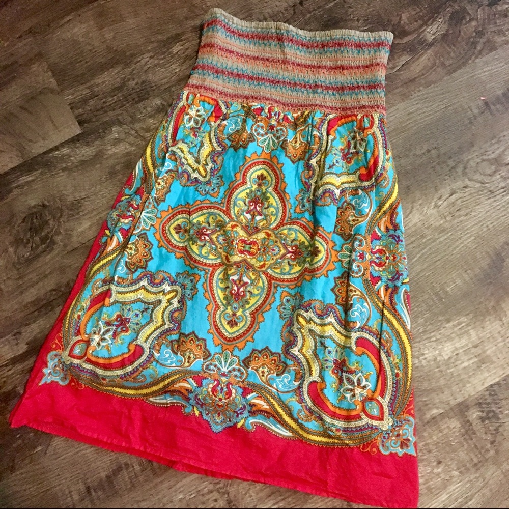 Flying Tomato Strapless Smocked Dress- sz. M